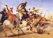Horace Vernet Lion Hunt oil painting